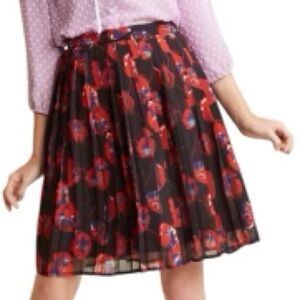 NWOT ModCloth poppy print pleated skirt